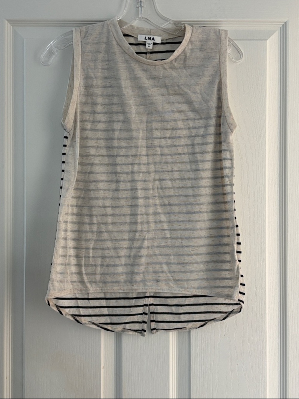 LNA Flax Striped Sleeveless Tank in Cream and Black Sz XS